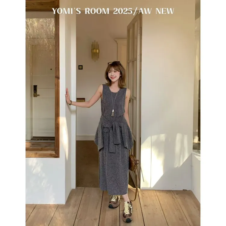 YOMI小个子【长岛初秋】长袖+半裙三件套休闲百搭显白秋季显瘦女
