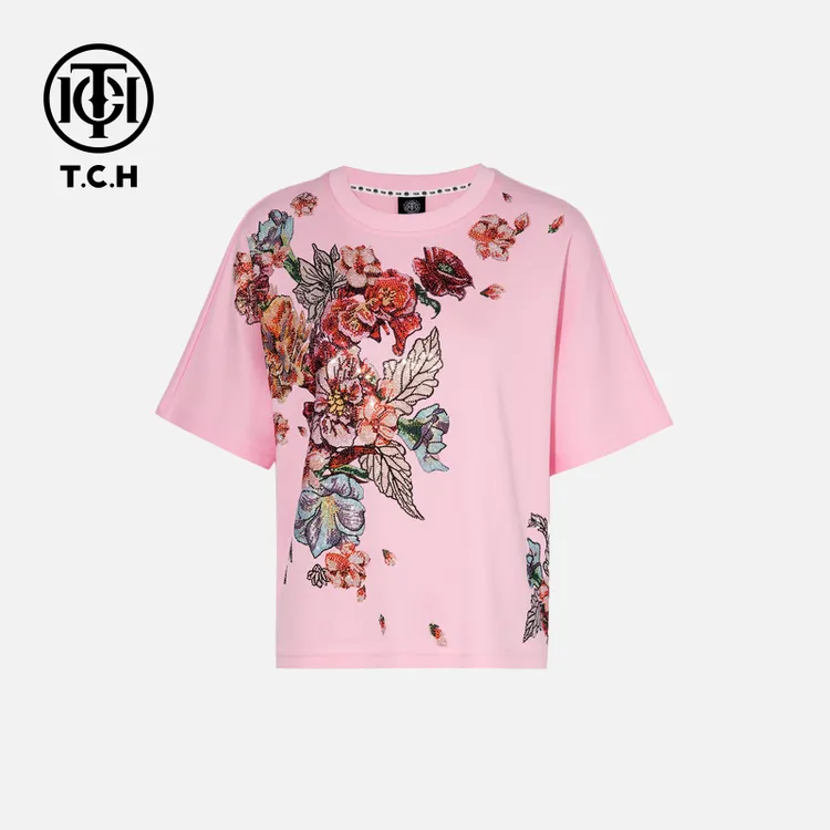 轻奢T.C.H/春夏潮流烫钻新中式系列时尚休闲洋气T恤T72B10E6065