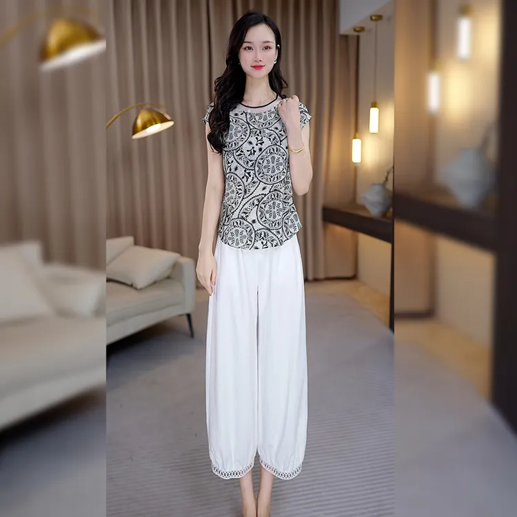 【上衣+裤子】优雅新款气质时尚休闲收腰显瘦套裤26662