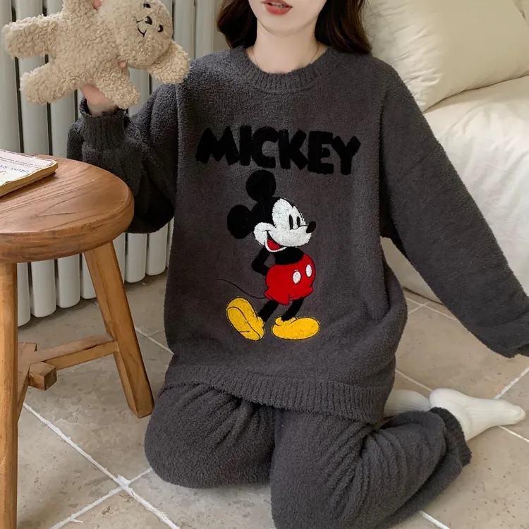 加绒加厚秋冬季睡衣女款爆款2025新款珊瑚绒半边绒保暖家居服套装