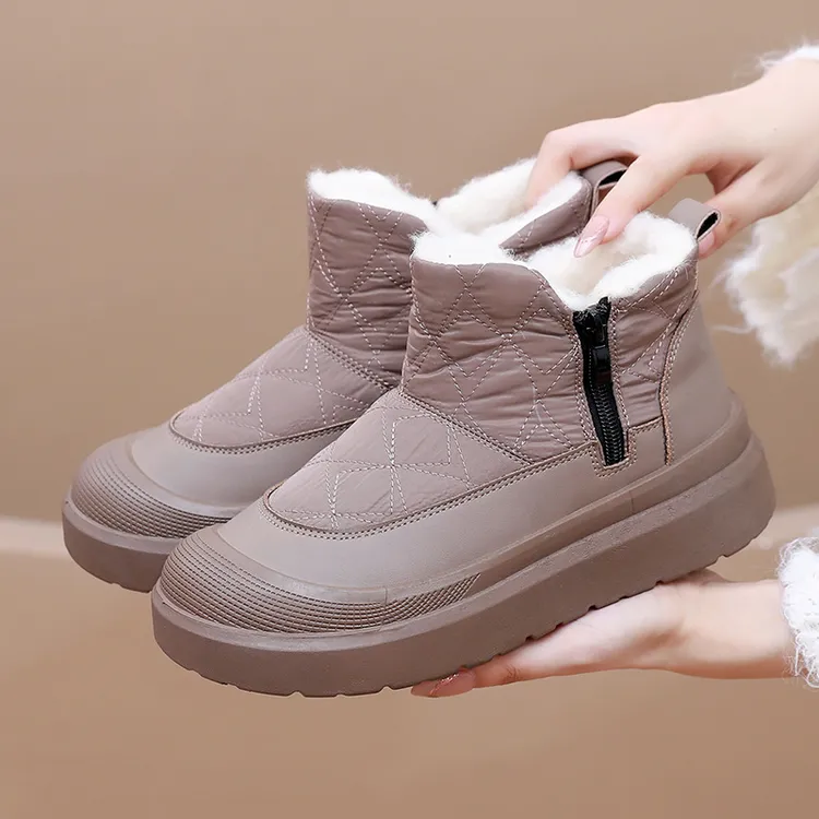 鞋子女冬季新款雪地靴加绒加厚保暖靴子舒适防滑妈妈鞋休闲女鞋靴