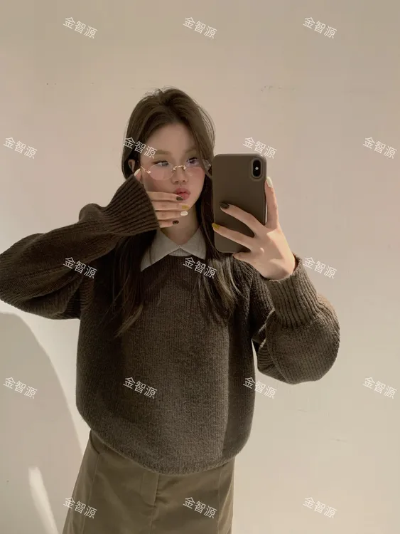 polo翻领套头针织衫2025秋冬新款加厚简约内搭高腰长袖上衣女