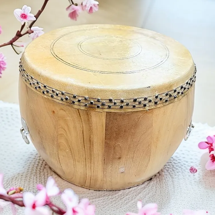 10寸高25厘米原木原色传统竹钉鼓正宗牛皮鼓民族鼓道场鼓高音鼓