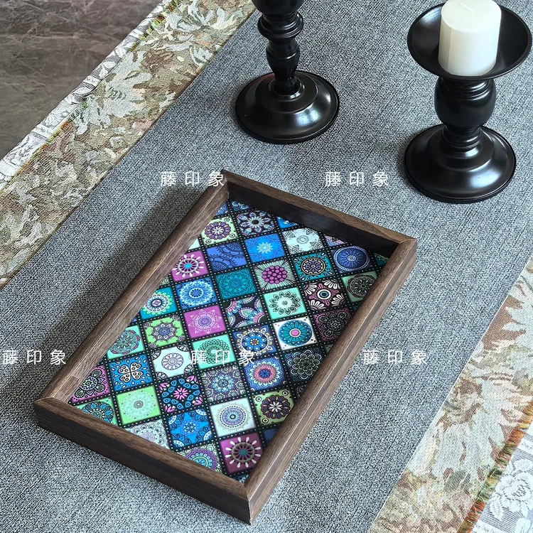 【青色系】波西米亚风摆件托盘玄关客厅创意置物首饰零食家用收纳盘