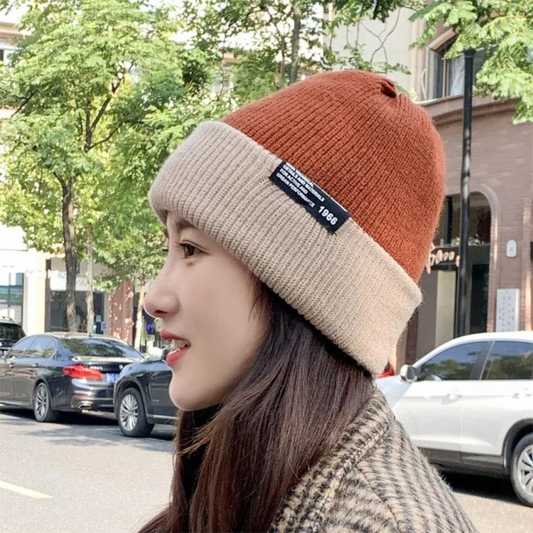 【奥莱折扣】网红帽子毛线帽女秋冬韩版百搭潮贴标保暖宽松冷帽大头