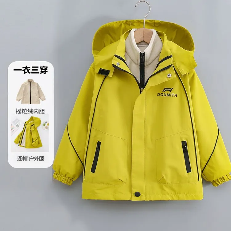 儿童男童加厚可拆卸加绒冲锋衣防水外套春秋冬男孩三合一2025新款