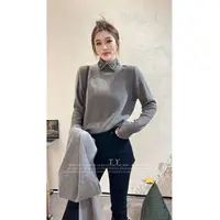 【TIANYUNMEIJI】翻领亮片钉珠细闪长袖羊毛上衣 4059