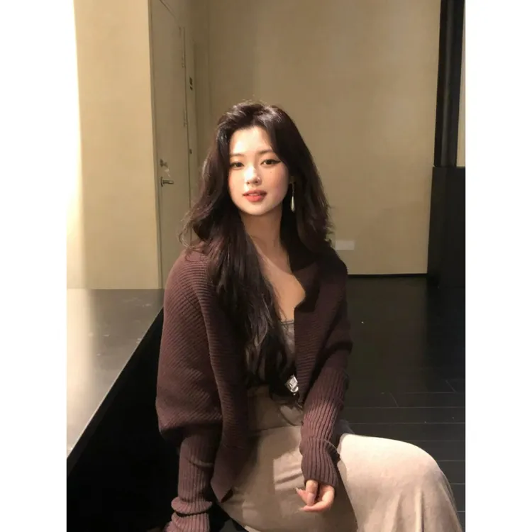 MARIE.COCO韩女美拉德氛围感毛衣外套针织开衫内搭吊带连衣裙套装
