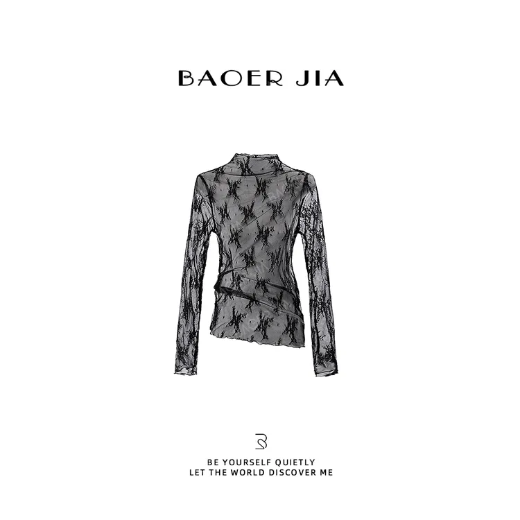 88-【若隐若现】宝儿家含幂BL130025412冬季复古百搭蕾丝优雅上衣