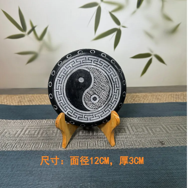 山西精美青石桌面造景摆件八卦杯垫（不含架子）