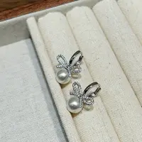 铜合金合成锆石耳饰 铜合金ES-95优雅气质百搭蝴蝶结耳扣