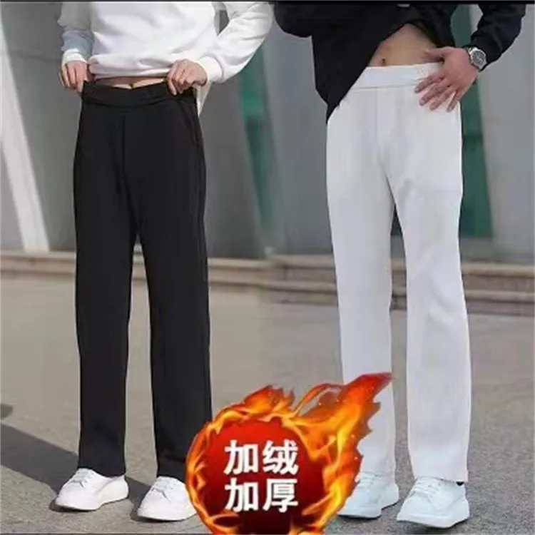 秋冬季新款灯芯绒男士休闲加绒加厚宽松显瘦百搭时尚保暖直筒裤子
