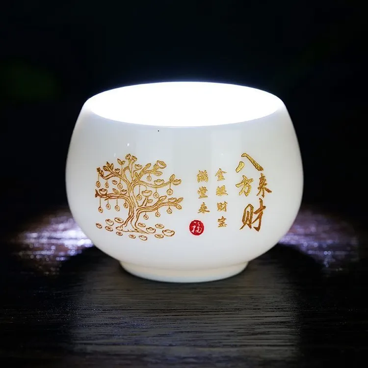 新版八方来财茶杯主人杯办公杯家用品茗杯茶具私人百家姓定制刻字