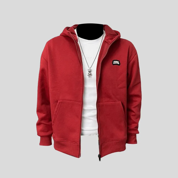 ohmmayby秋冬新款连帽开衫卫衣休闲加绒加厚徽章运动外套上衣打底