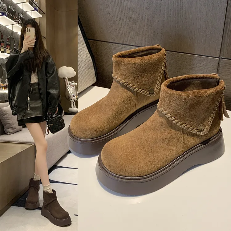 复古时尚厚底勃肯鞋女2025秋冬新款休闲百搭短筒小个子瘦瘦马丁靴