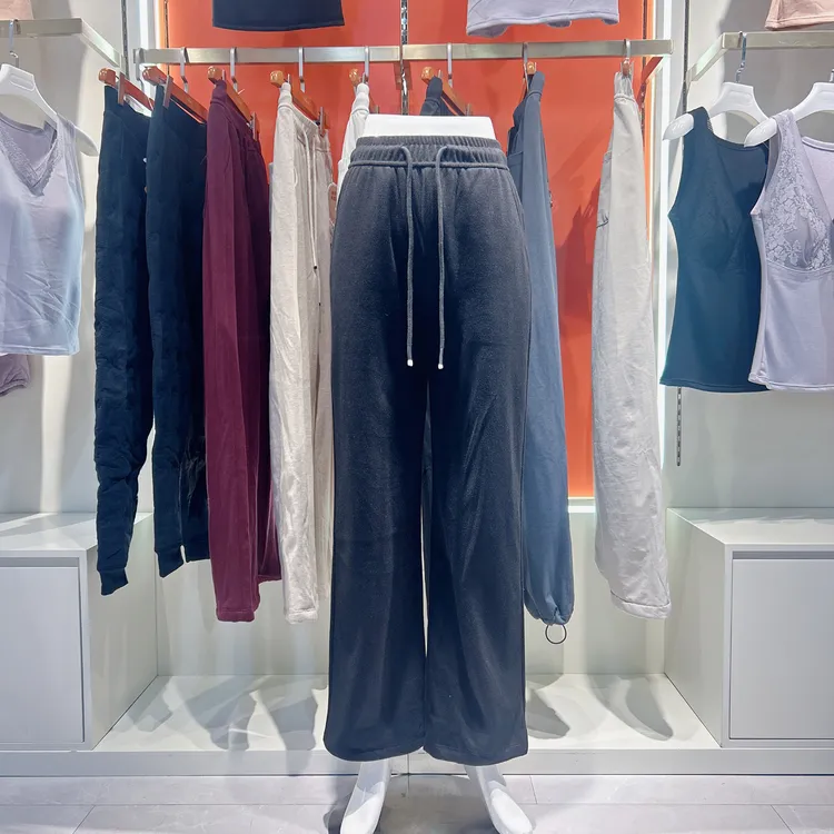 再现心爱2025显瘦秋冬直筒厚款休闲长裤双层锁温保暖女阔腿羊毛裤