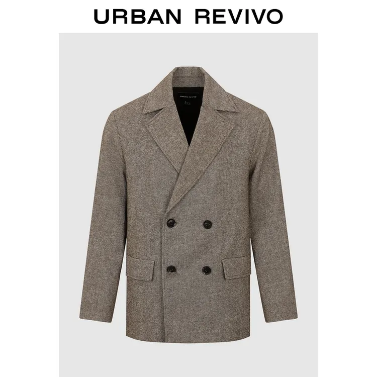 UR2025秋季新款男装流光风双排扣含羊毛大衣外套UMF150092