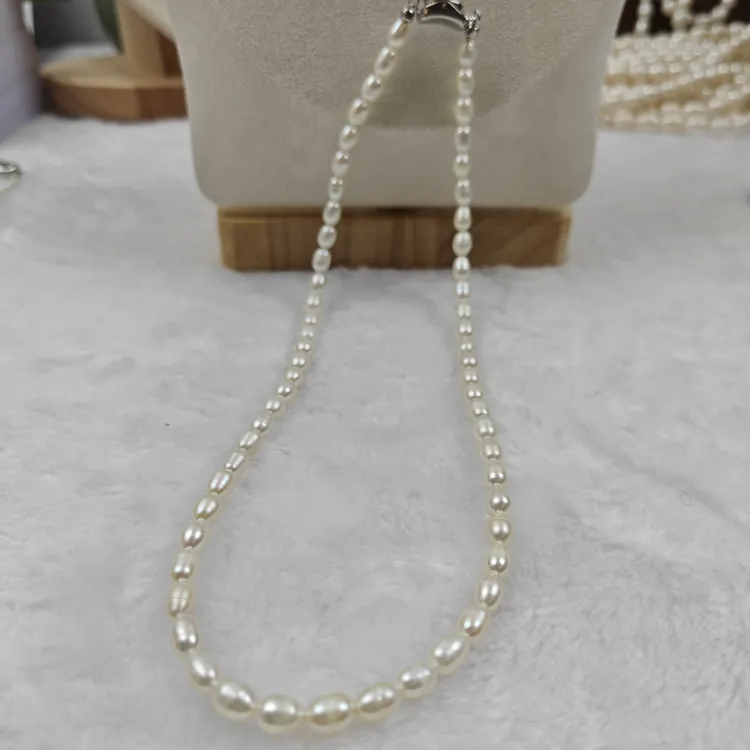 天然淡水珍珠无核珍珠小米珠型锁骨链女款轻奢小众礼物