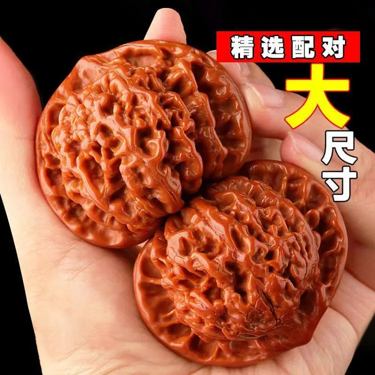 50mm以上麒麟纹王勇官帽核桃文玩核桃男士盘玩手把件原皮原色收藏