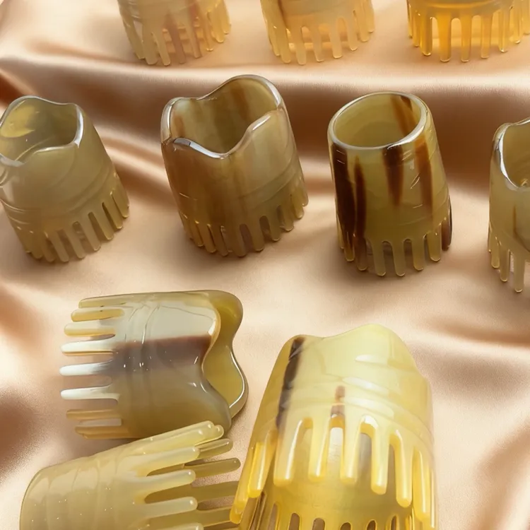 牛角梳/牛角头疗桶/洗头梳/按摩梳牛角筒梳家庭日用必备品百货