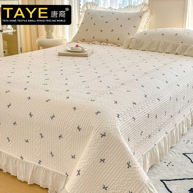 A类莫代尔纤维床盖单件夏季新款凉感床单榻榻米花边炕盖防滑床垫