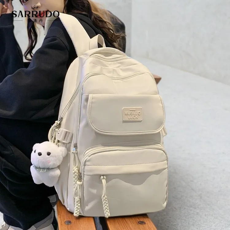 狮洛丹书包女生大学生高中学生2025新款儿童背包初中生小学生字母