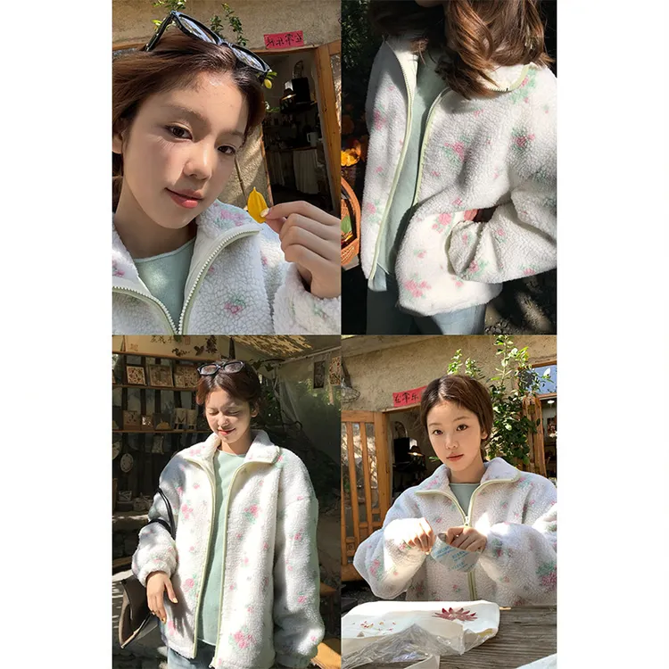 Tuuuh【韩系玫瑰外套】碎花毛毛保暖外套女冬季新款外套W40104TU54