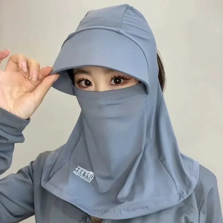 新款防晒冰丝全脸遮阳帽子透气女夏防紫外线户外骑行护颈防尘面罩