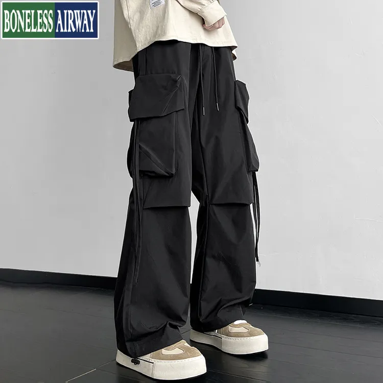 BONELESS AIRWAY工装裤男秋季美式高街阔腿裤子潮牌宽松痞帅束脚