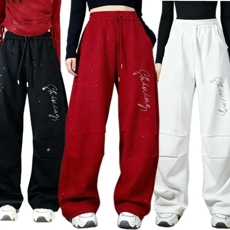 【窄板/卫裤】秋冬新款洒银抽绳宽松慵懒风复合棉弯刀卫裤百搭K906