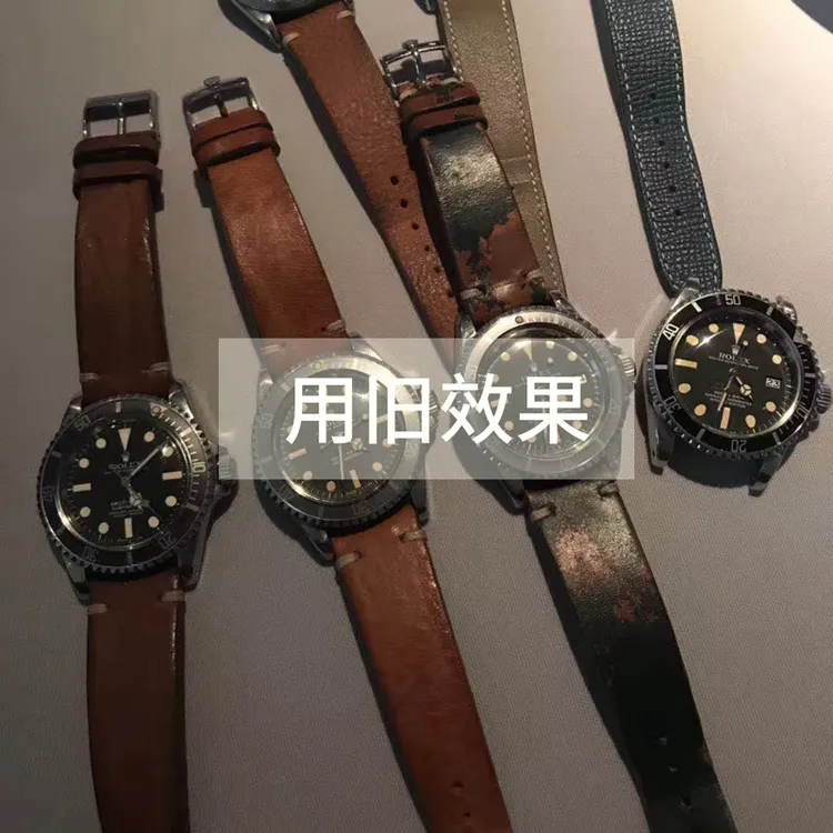 手工制作表带复古植鞣牛皮表带头层牛皮表带buttero植鞣皮料可养