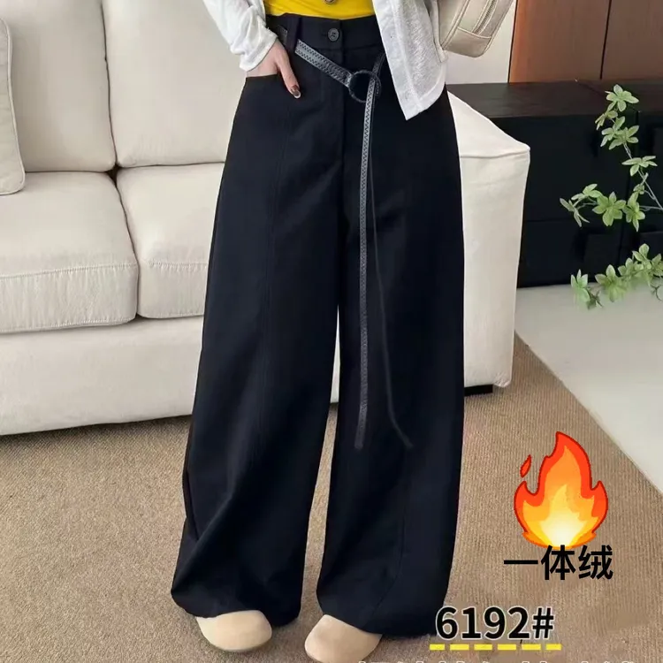 冬季新款一体绒直筒阔腿裤6192（没腰带）