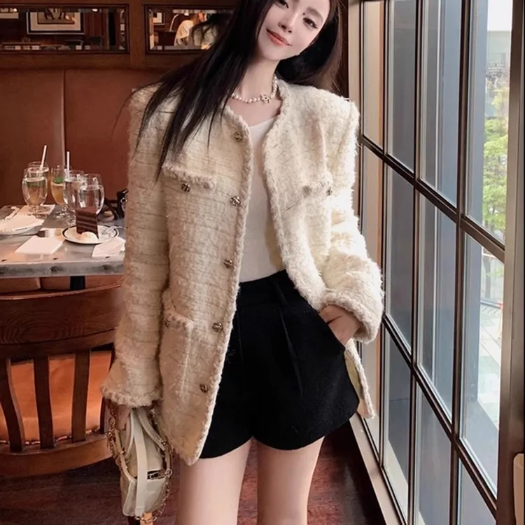 大码2025年法式秋季重磅高奢气质粗花呢胖mm妹妹小香风外套上衣女