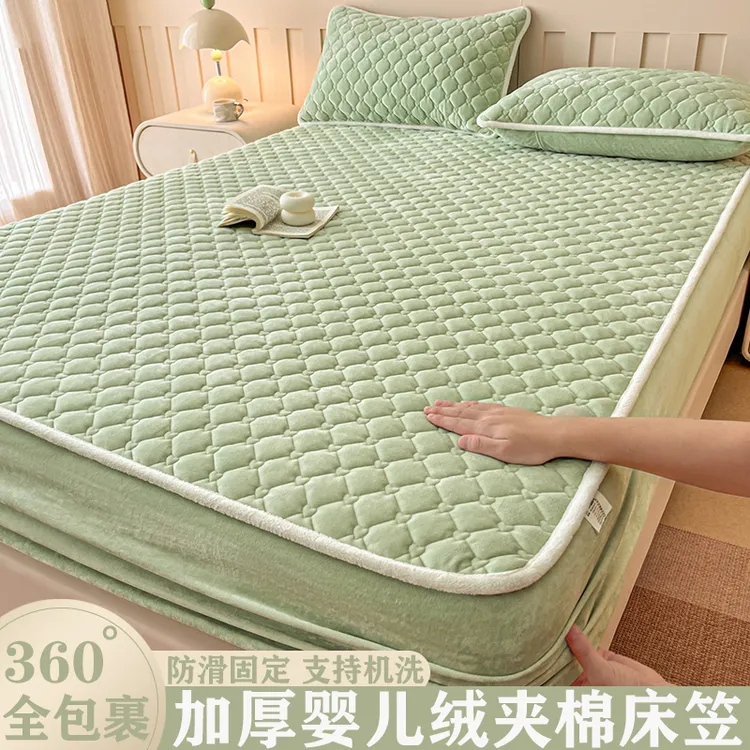 新款冬季婴儿绒床笠加绒厚款牛奶绒夹棉床笠床套罩床垫保护套通用