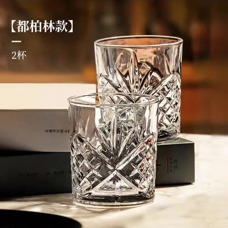 【拍一发四】欧式高档水晶玻璃威士忌杯复古水杯设计感加厚啤酒杯
