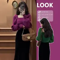 冬季套装女2025新款气质小香风时尚针织毛衣显瘦鱼尾半身裙两件套