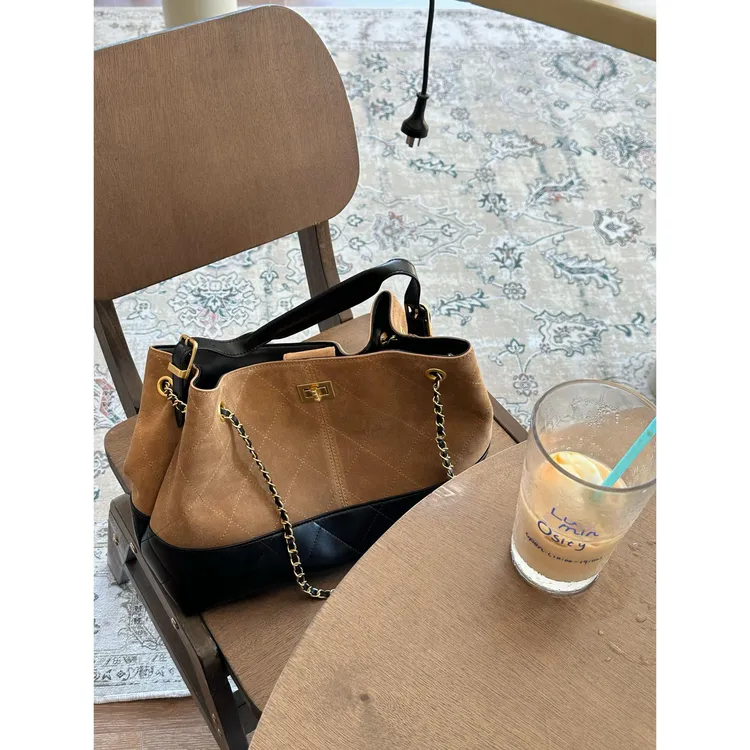 小香风链条磨砂皮托特包女2025新款通勤hobo腋下包菱格单肩斜挎包