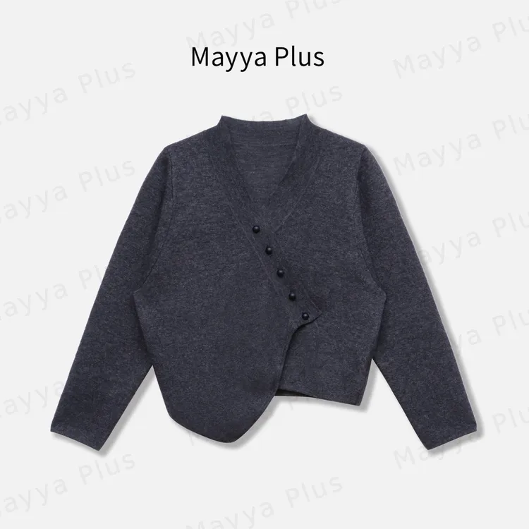 【艺术回响】Mayya Plus麦芽定制气质显瘦流光风毛织上衣32537511