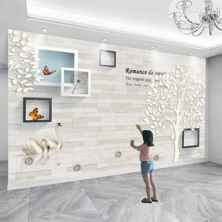 简约北欧风格3d立体无缝电视背景墙壁纸客厅卧室适用墙布壁画墙纸