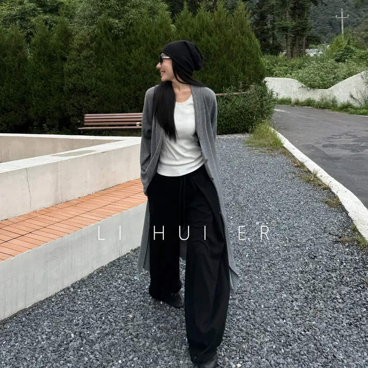  LiHuiEr李慧儿【暮寻】秋款时尚百搭极简阔腿黑色裤子YC-814