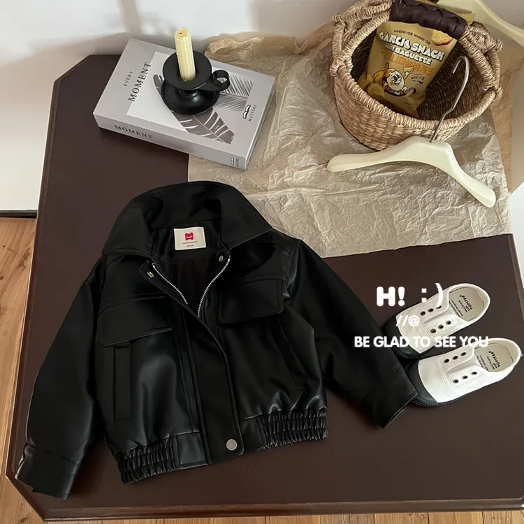 【现货】郝叔童品秋季新款2025洋气高货机车风皮衣儿童外套潮HN5301