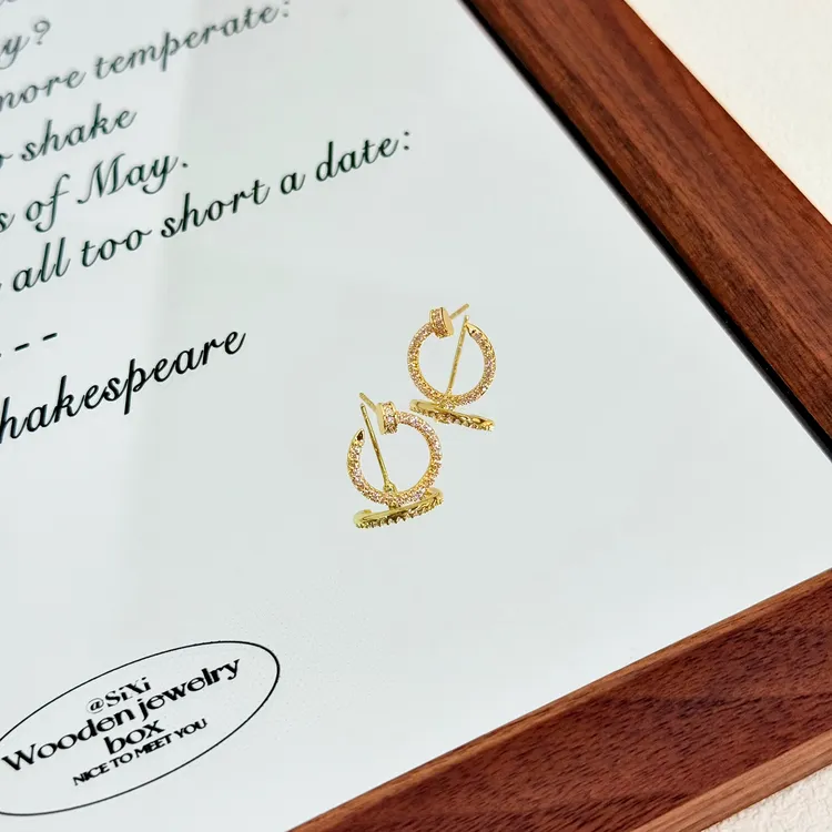 铜合金锆石耳饰 ES-195简约冷淡风圆形钉子气质高级感耳钉