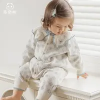 乖奇熊女宝宝连体衣纯棉针织衫秋冬季保暖婴幼儿公主毛衣哈衣爬服