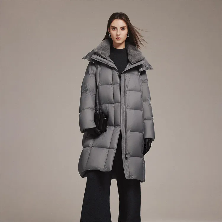 【达人链接】坦博尔布朗尼都市脱卸帽中长款羽绒服TB5520752Z