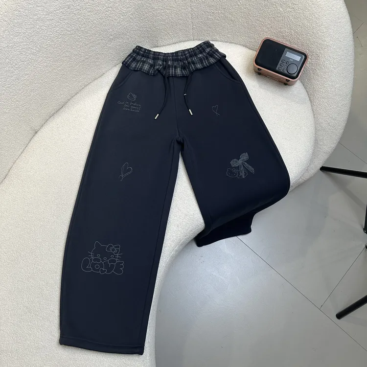 【2025冬款新品】青少年时尚韩版卡通抽绳百搭加绒加厚休闲裤H5062