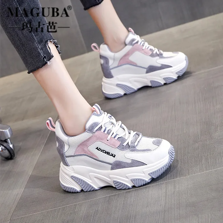 MAGUBA/玛古芭老爹鞋女新款2025春季百搭厚底内增高个性休闲女鞋