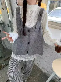 韩系减龄甜美无袖坎肩马甲女新款秋冬季宽松外搭叠穿背心8955