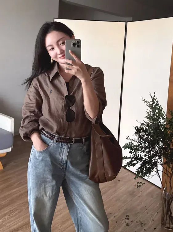 女士刺绣薄款透气防晒长袖衬衫，舒适小众高级感