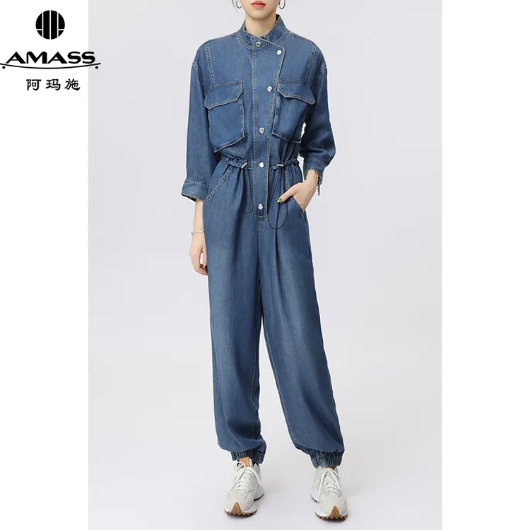 AMASS/阿玛施春季显瘦牛仔时尚复古休闲宽松工装连体裤女 5100495