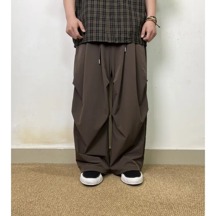 日系复古双褶凉感速干阔腿裤 cityboy夏季阔版松弛感百搭休闲裤